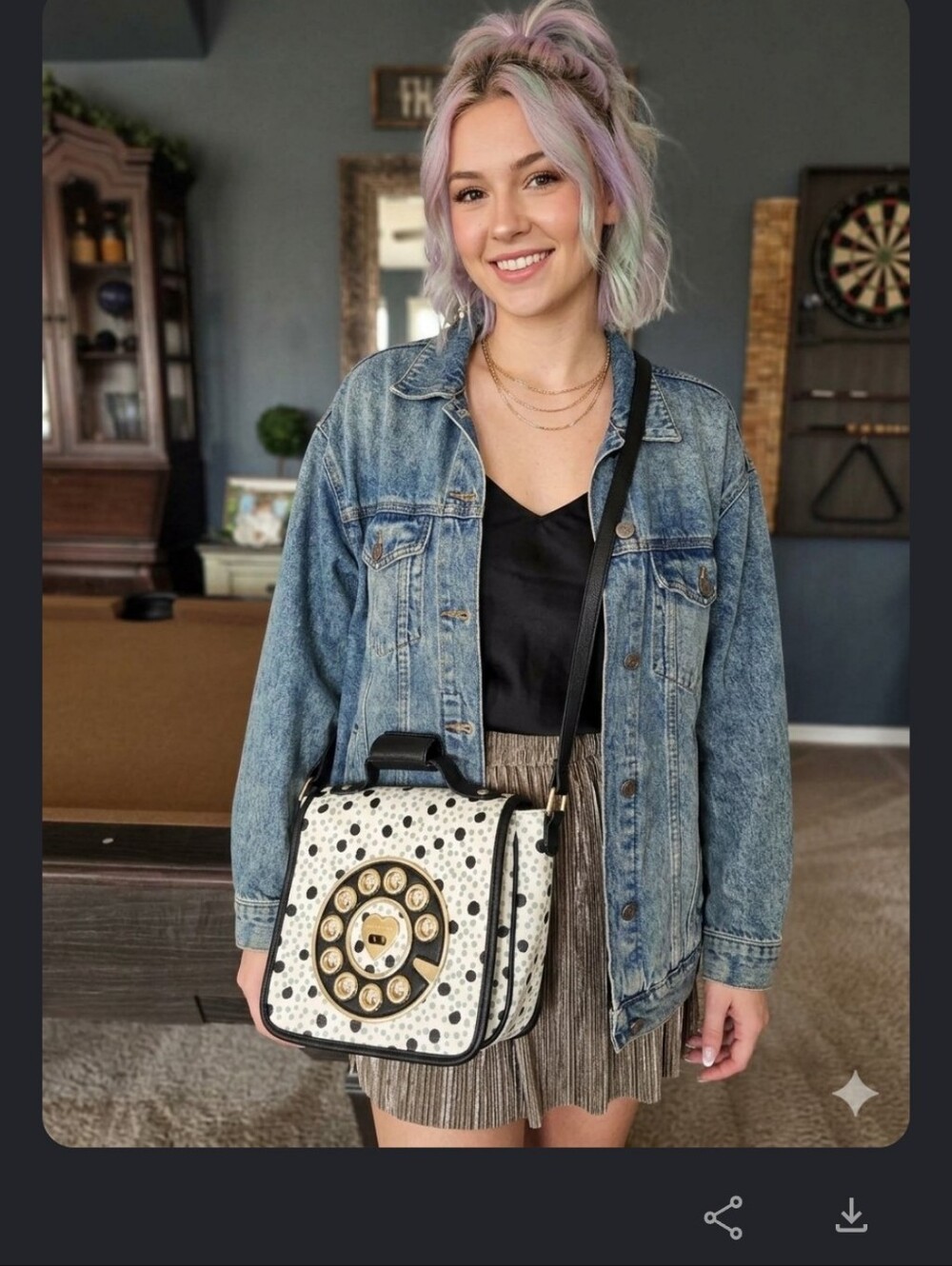 Betsy Johnson polka dot cross body phone purse.